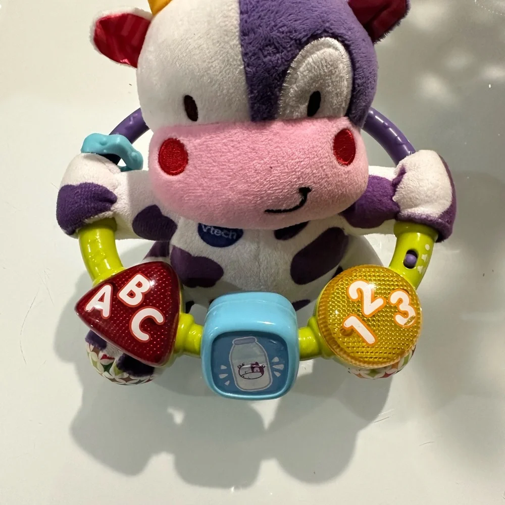 Vtech Purple and Yellow Learning Cow Toy with Rattles